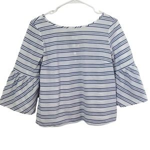 J. Crew Striped Tie-Back Bell Sleeve Blouse - Size 2